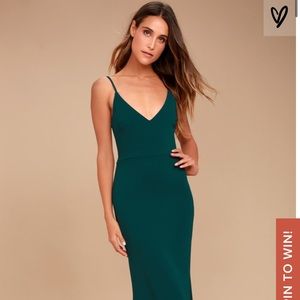 Lulu's Infinite Glory Forest Green Maxi Dress
